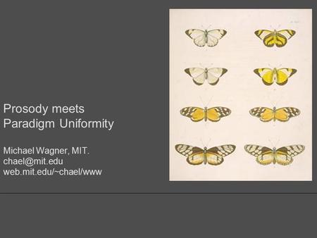 Prosody meets Paradigm Uniformity Michael Wagner, MIT. web.mit.edu/~chael/www.