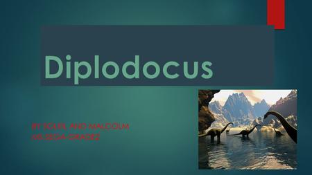 BY SOLEIL AND MALCOLM MS.SEGA-GRADE2 What did a diplodocus look like?  90 feet long  Very long neck  Spikes on back  Walked slowly  Four thick legs.