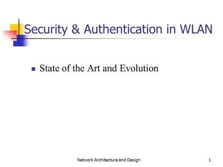 Security & Authentication in WLAN