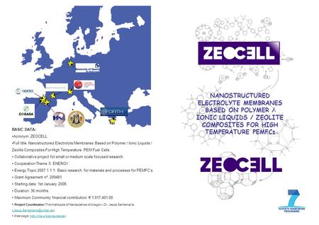 NANOSTRUCTURED ELECTROLYTE MEMBRANES BASED ON POLYMER / IONIC LIQUIDS / ZEOLITE COMPOSITES FOR HIGH TEMPERATURE PEMFCs BASIC DATA: Acronym: ZEOCELL. Full.