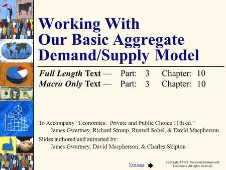 To Accompany “Economics: Private and Public Choice 11th ed.” James Gwartney, Richard Stroup, Russell Sobel, & David Macpherson Slides authored and animated.