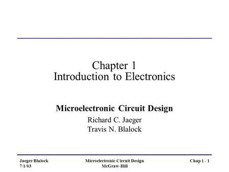 Chapter 1 Introduction to Electronics