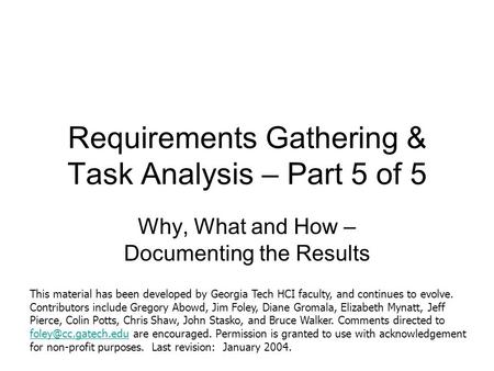 Requirements Gathering & Task Analysis – Part 5 of 5