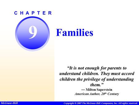 Copyright © The McGraw-Hill Companies, Inc. Permission required for reproduction or display. C H A P T E R Copyright © 2007 The McGraw-Hill Companies,