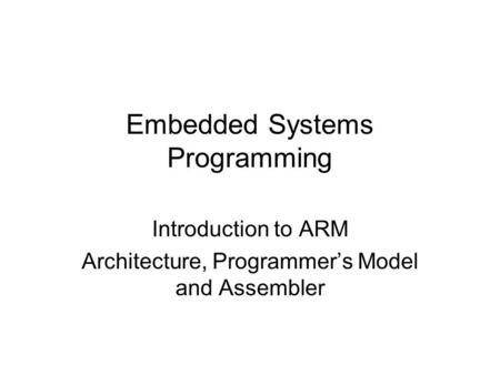 Embedded Systems Programming