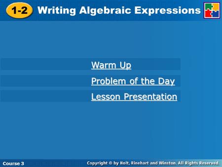 Writing Algebraic Expressions