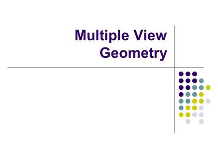 Multiple View Geometry