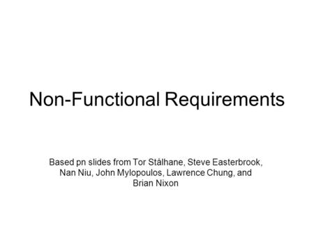 Non-Functional Requirements