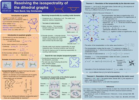 Resolving the isospectrality of the dihedral graphs Ram Band, Uzy Smilansky A graph G is made of V vertices and B bonds and a connectivity matrix C ij.