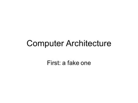 Computer Architecture