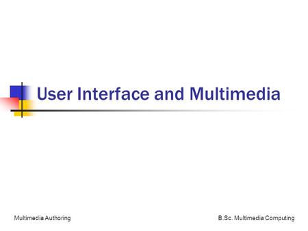 B.Sc. Multimedia ComputingMultimedia Authoring User Interface and Multimedia.