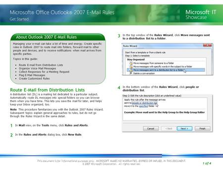 1 of 4 This document is for informational purposes only. MICROSOFT MAKES NO WARRANTIES, EXPRESS OR IMPLIED, IN THIS DOCUMENT. © 2007 Microsoft Corporation.