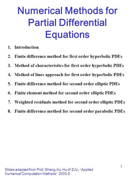 Numerical Methods for Partial Differential Equations