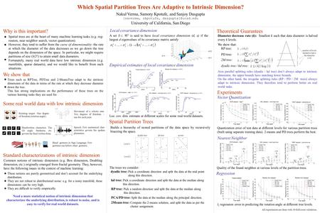 Which Spatial Partition Trees Are Adaptive to Intrinsic Dimension? Nakul Verma, Samory Kpotufe, and Sanjoy Dasgupta {naverma, skpotufe,