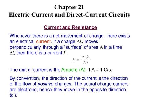 Electric Current and Direct-Current Circuits