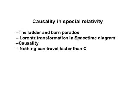 Causality in special relativity