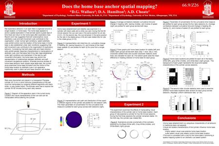 Methods Experiment 1 Conclusions Does the home base anchor spatial mapping? *D.G. Wallace 1 ; D.A. Hamilton 2 ; A.D. Choate 1 1 Department of Psychology,