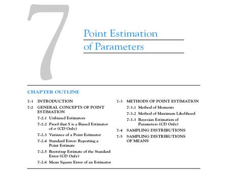 7-1 Introduction The field of statistical inference consists of those methods used to make decisions or to draw conclusions about a population. These.