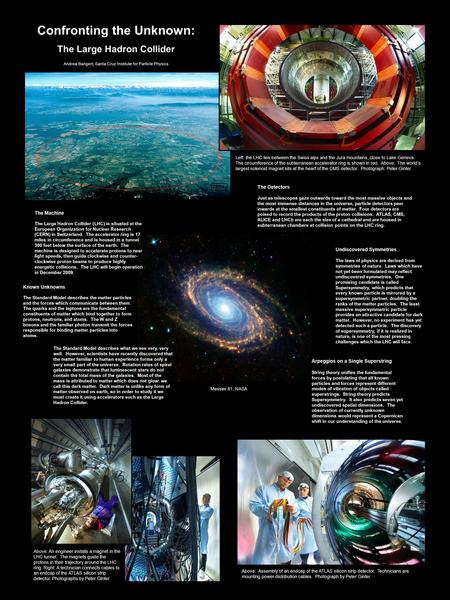 Confronting the Unknown: The Large Hadron Collider The Detectors Just as telescopes gaze outwards toward the most massive objects and the most immense.