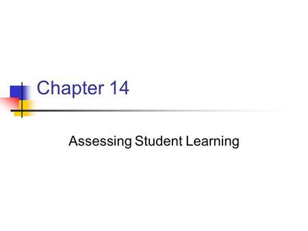 Assessing Student Learning