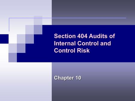 Section 404 Audits of Internal Control and Control Risk