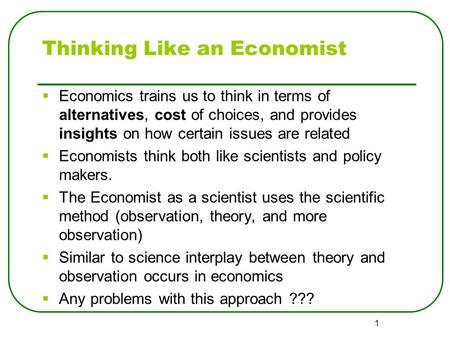 Thinking Like an Economist