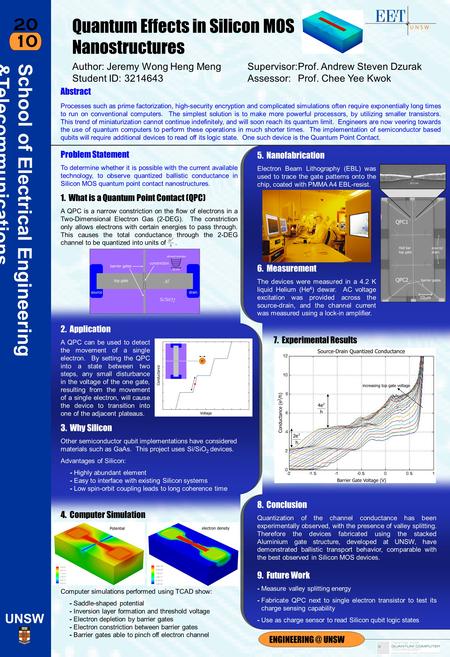 20 10 School of Electrical Engineering &Telecommunications UNSW UNSW 10 Author: Jeremy Wong Heng MengSupervisor:Prof. Andrew Steven Dzurak.