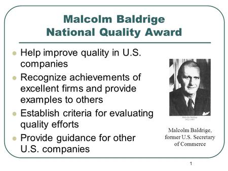 Malcolm Baldrige National Quality Award