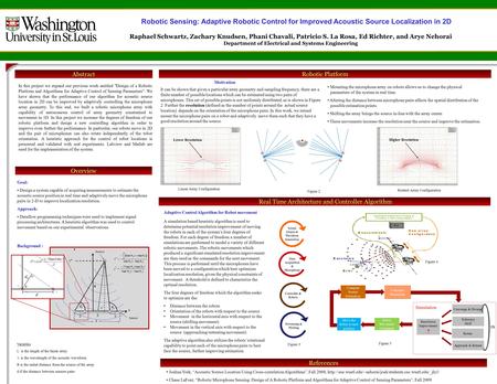 Abstract In this project we expand our previous work entitled Design of a Robotic Platform and Algorithms for Adaptive Control of Sensing Parameters.