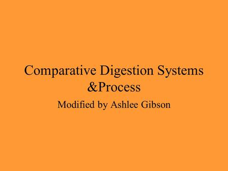 Comparative Digestion Systems &Process Modified by Ashlee Gibson.