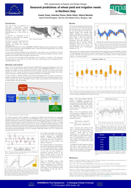 Results The wheat yield prediction method has been run for the years 1987-1999 using observed data until the last day of April and, after that day, the.