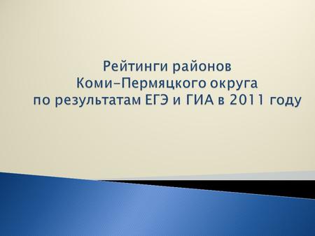 Предмет: Русский язык, 11 класс РейтингНаименование АТЕ Кол-во участников Тестовый балл 11г. Кудымкар16863,5 29Юрлинский район3659,6 31Гайнский район10359,3.