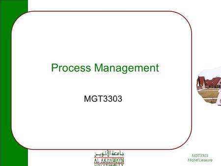 MGT3303 Michel Leseure Process Management MGT3303.