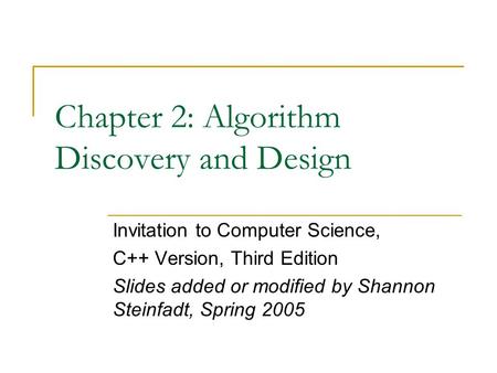 Chapter 2: Algorithm Discovery and Design