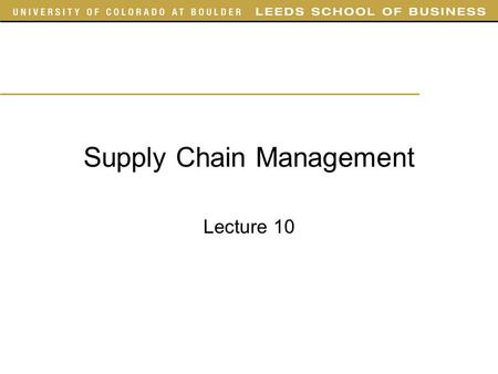 Supply Chain Management