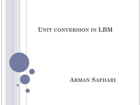 U NIT CONVERSION IN LBM A RMAN S AFDARI. OUTLINE.