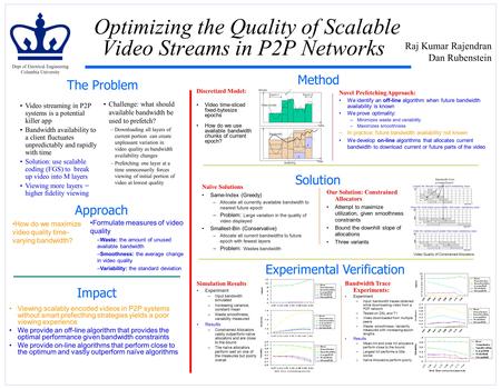 Optimizing the Quality of Scalable Video Streams in P2P Networks Impact Method Viewing scalably encoded videos in P2P systems without smart prefecthing.