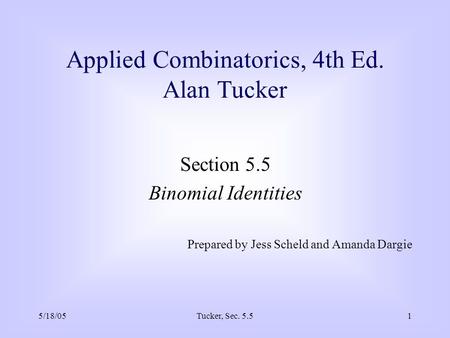 Applied Combinatorics, 4th Ed. Alan Tucker