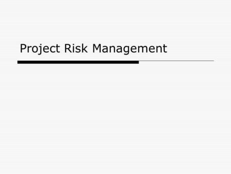 Project Risk Management