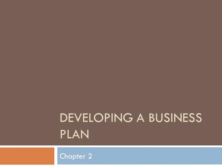 Developing a business plan