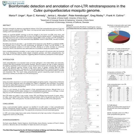 ABSTRACT We have conducted an extensive computational analysis of the Culex quinquefasciatus genome to find and annotate a specific subfamily of the TEs: