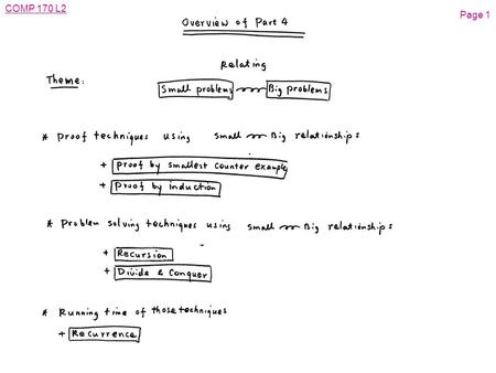 COMP 170 L2 Page 1. COMP 170 L2 Page 2 COMP 170 L2 L10: Intro to Induction l Objective n Introduce induction from proof-by-smallest-counter-example 