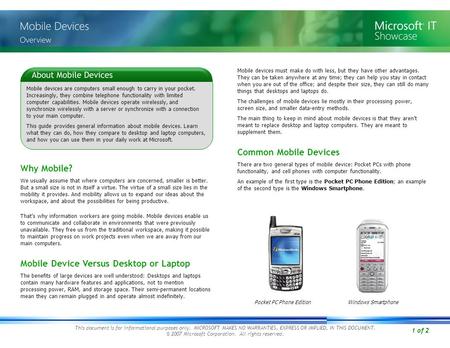 1 of 2 This document is for informational purposes only. MICROSOFT MAKES NO WARRANTIES, EXPRESS OR IMPLIED, IN THIS DOCUMENT. © 2007 Microsoft Corporation.