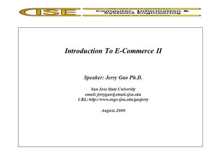 Introduction To E-Commerce II