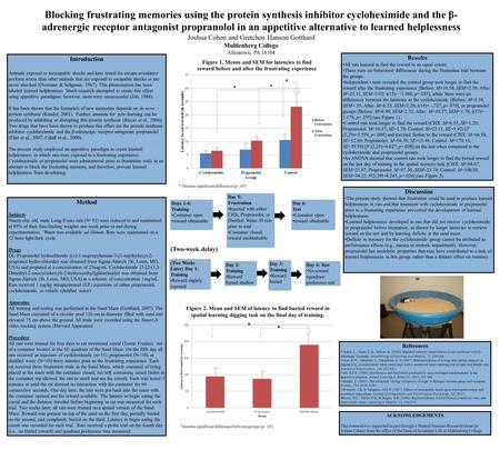 Blocking frustrating memories using the protein synthesis inhibitor cycloheximide and the β- adrenergic receptor antagonist propranolol in an appetitive.