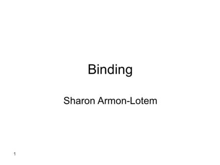 1 Binding Sharon Armon-Lotem. 2 John i shaved himself i 1.John likes himself 2.John likes him 3.He likes John 4.*Himself likes John 5.John thinks that.