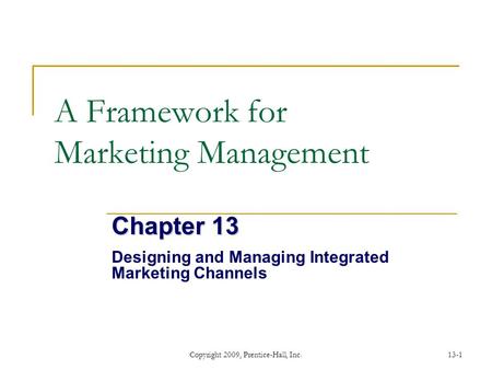 A Framework for Marketing Management