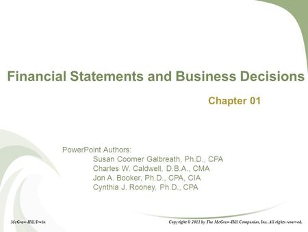 Financial Statements and Business Decisions