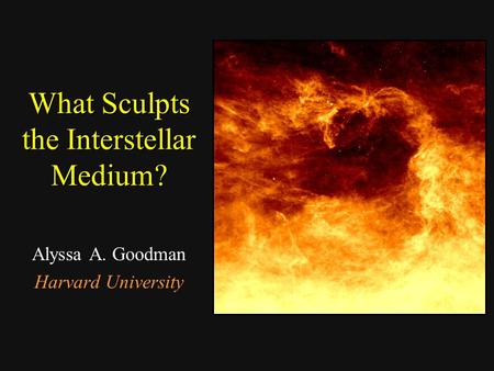 What Sculpts the Interstellar Medium? Alyssa A. Goodman Harvard University.