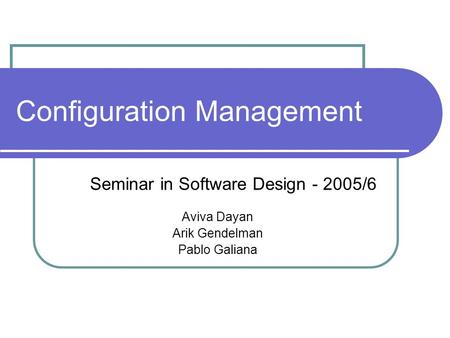 Configuration Management